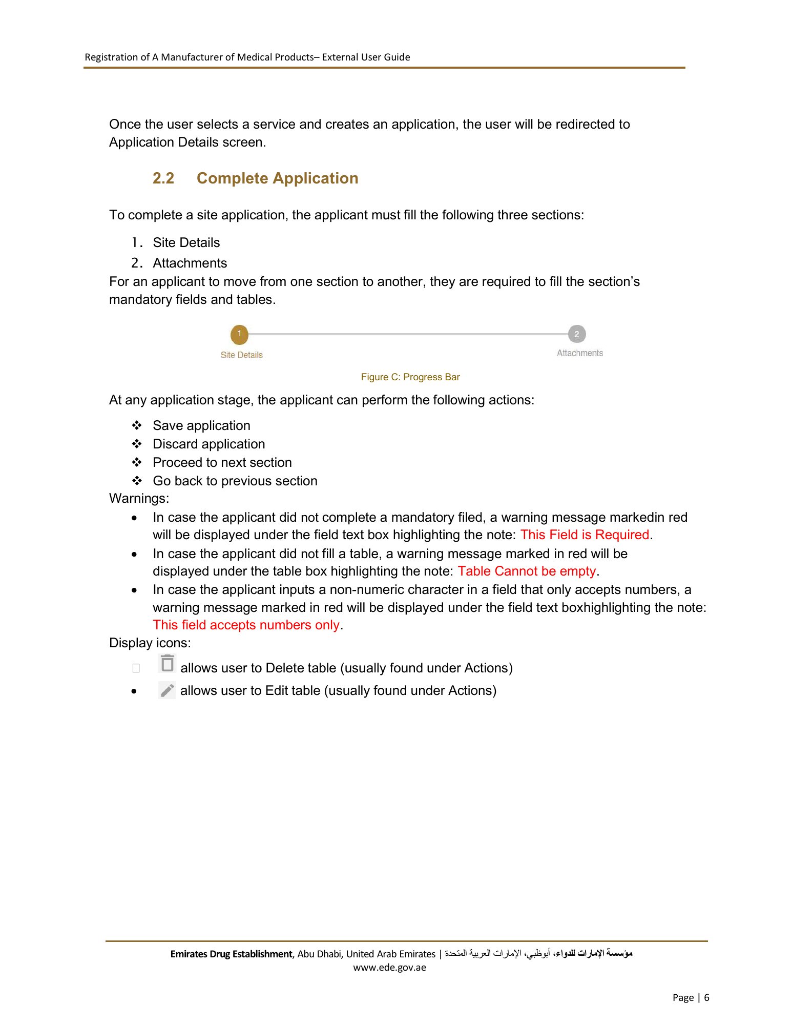 External User Guide — Registration of a Manufacturer of Medical Products — original physical PDF page 6; full original layout and figures retained.