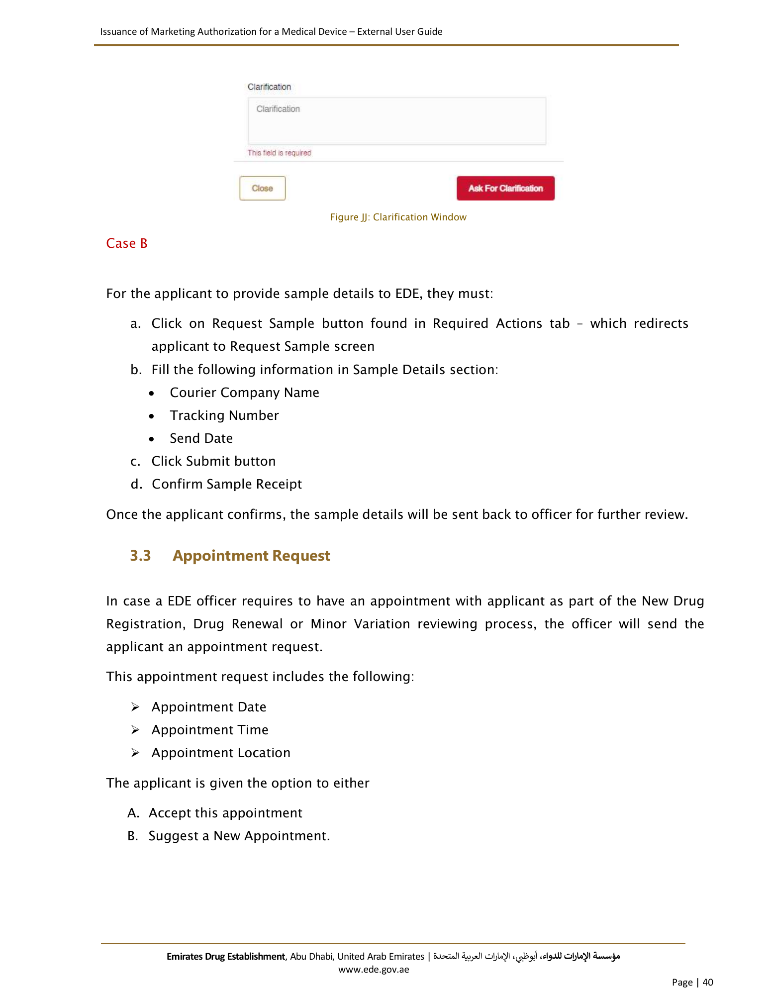 External User Guide — Issuance of Marketing Authorization for a Medical Device — original physical PDF page 38; full original layout and figures retained.