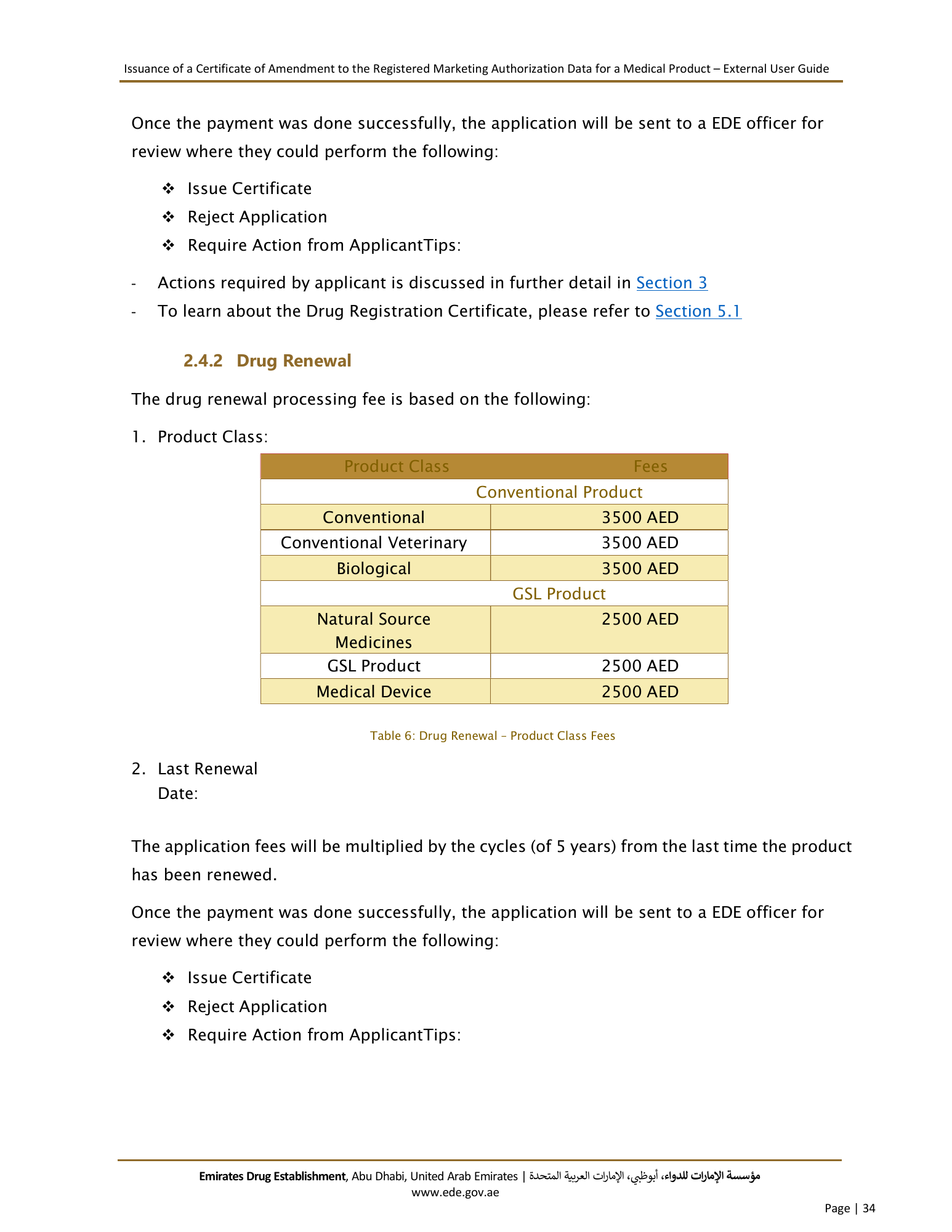 External User Guide — Issuance of a Certificate of Amendment to the Registered Marketing Authorization Data for a Medical Product — original physical PDF page 32; full original layout and figures retained.