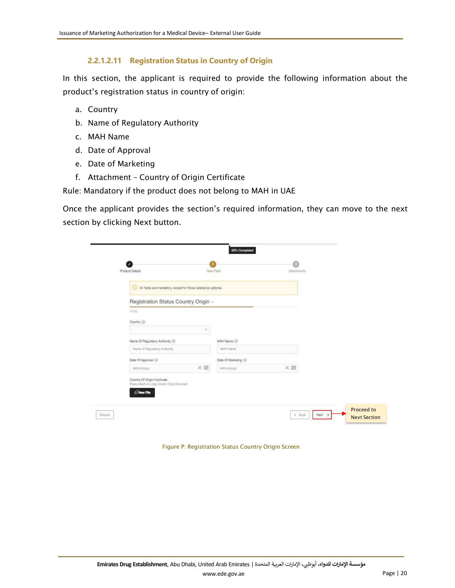 External User Guide — Issuance of Marketing Authorization for a Medical Device — original physical PDF page 20; full original layout and figures retained.