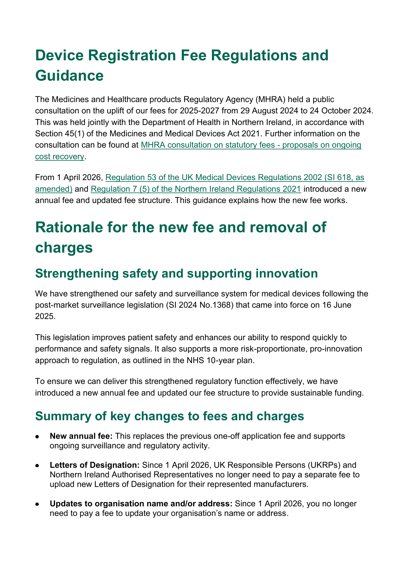 MHRA Device Registration Fee Guidance, April 2026 — official PDF page 4