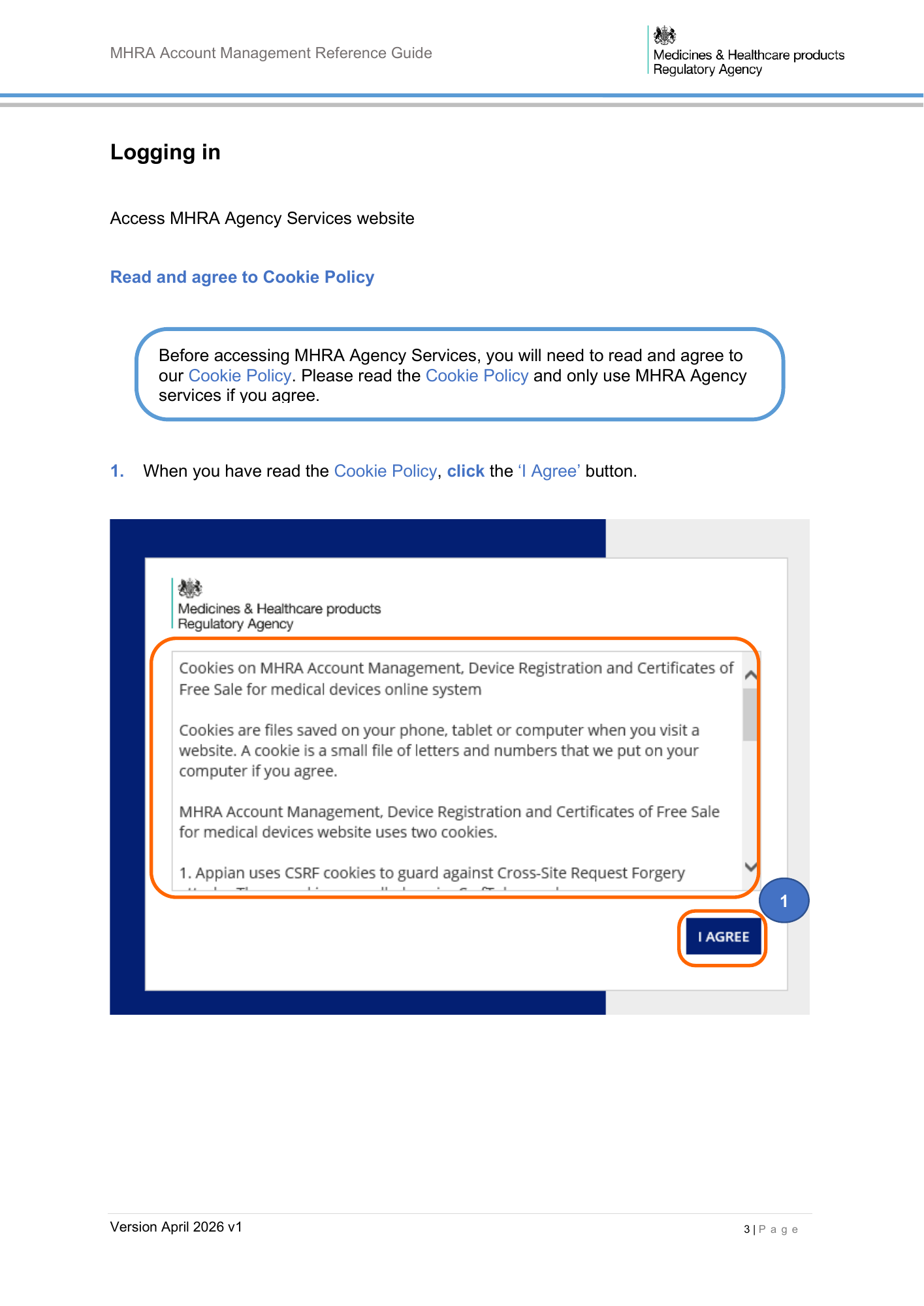 MHRA Account Management Reference Guide, April 2026 v1 — official PDF page 4