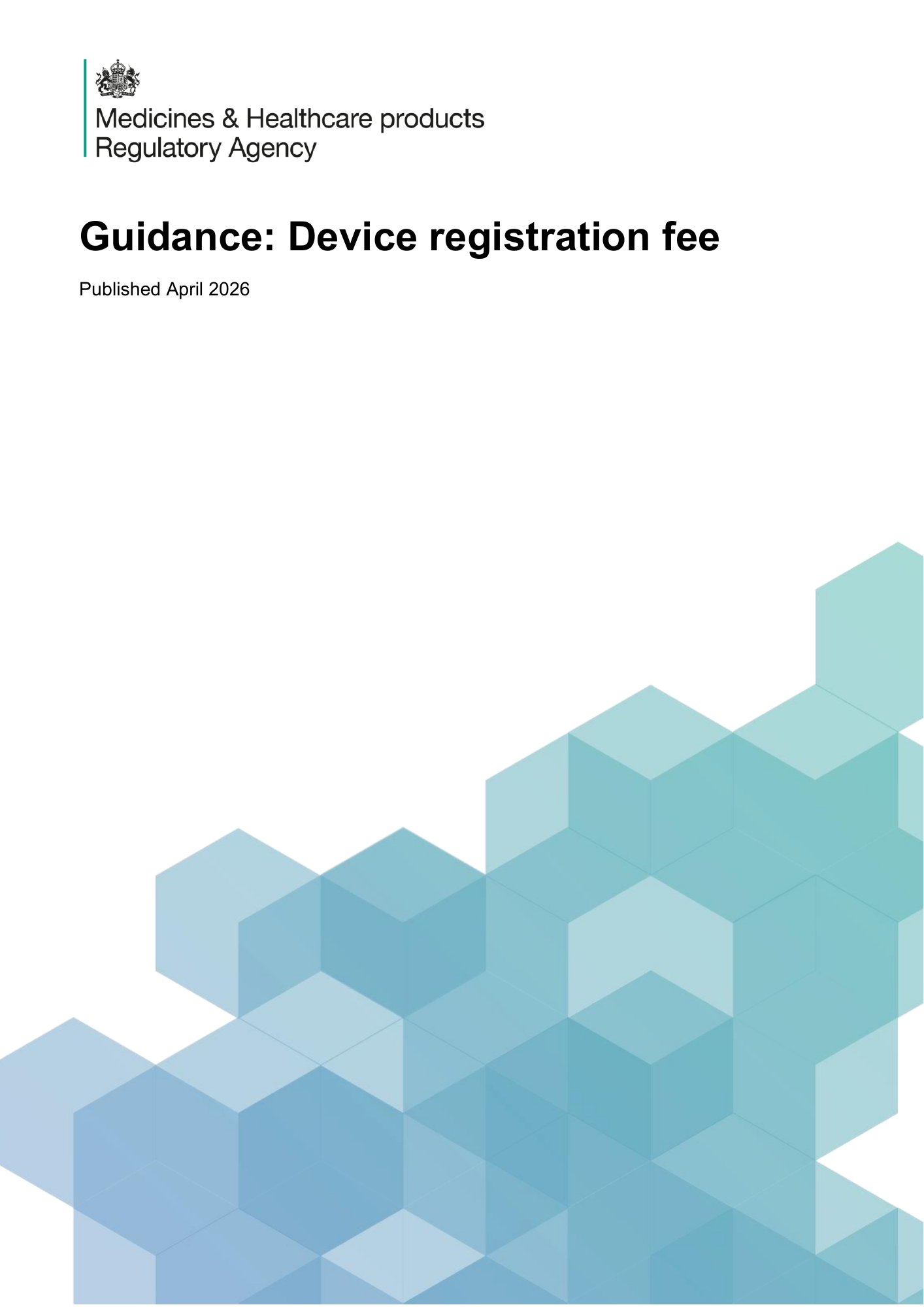 MHRA Device Registration Fee Guidance, April 2026 — official PDF page 1