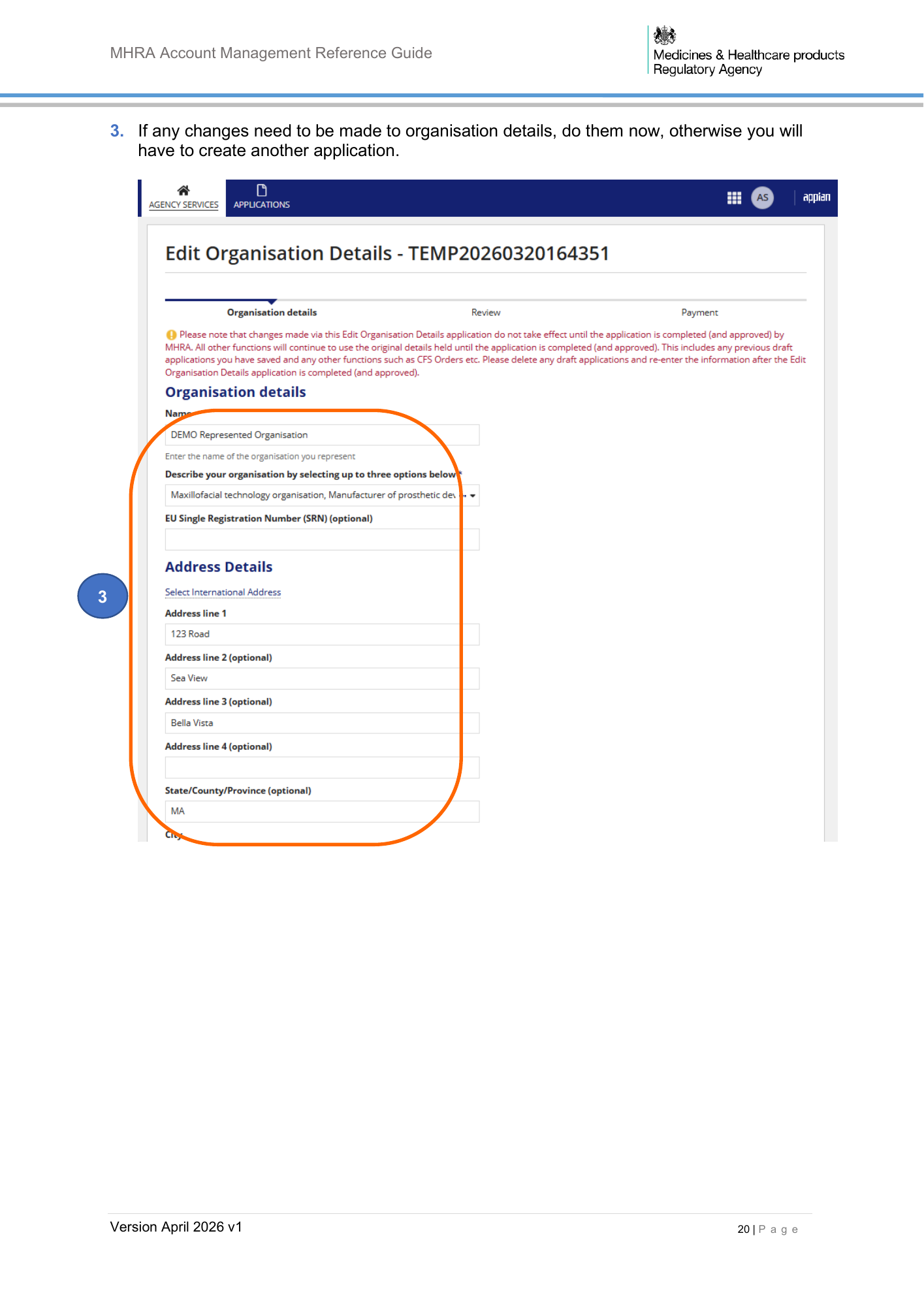 MHRA Account Management Reference Guide, April 2026 v1 — official PDF page 21