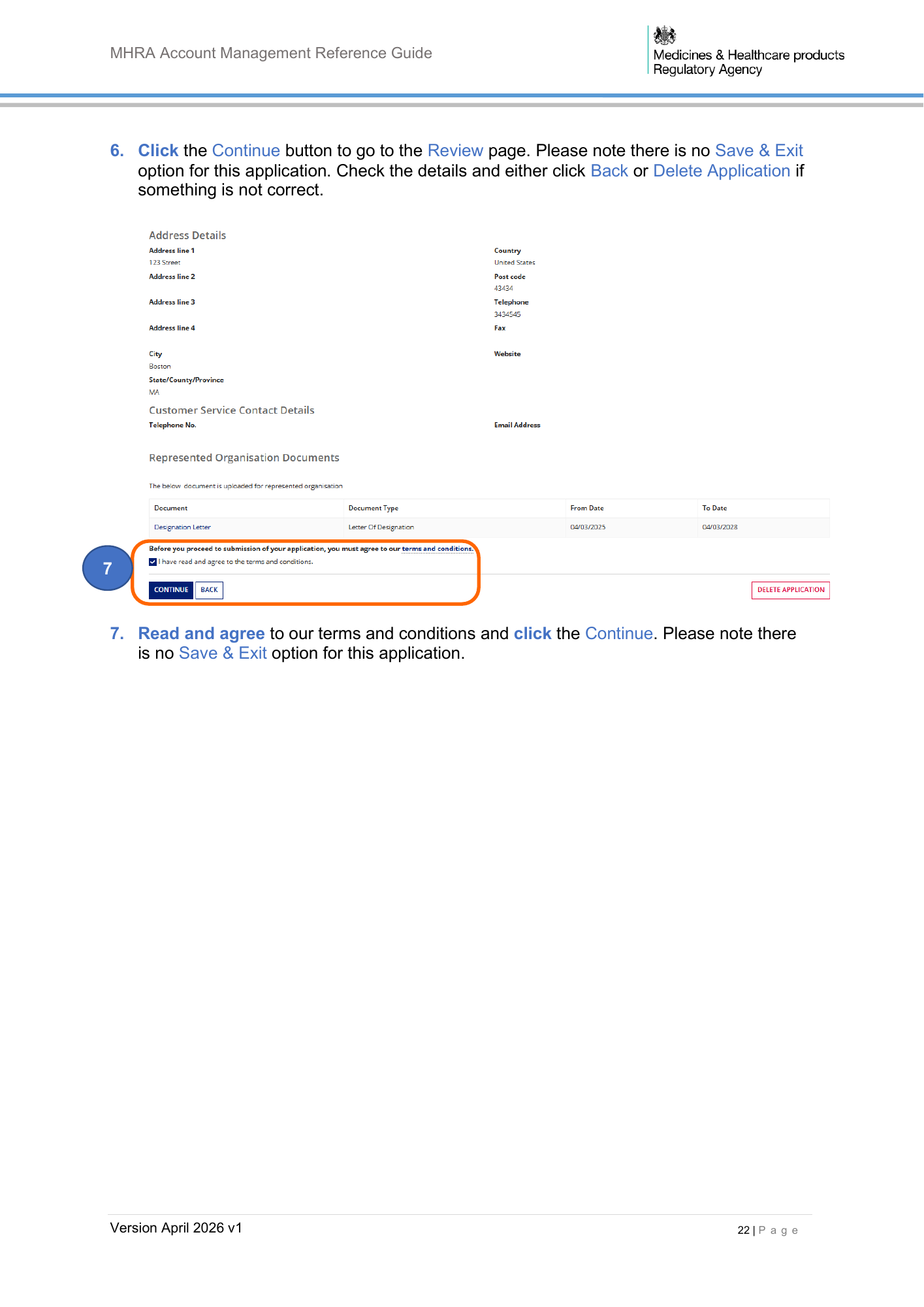 MHRA Account Management Reference Guide, April 2026 v1 — official PDF page 23