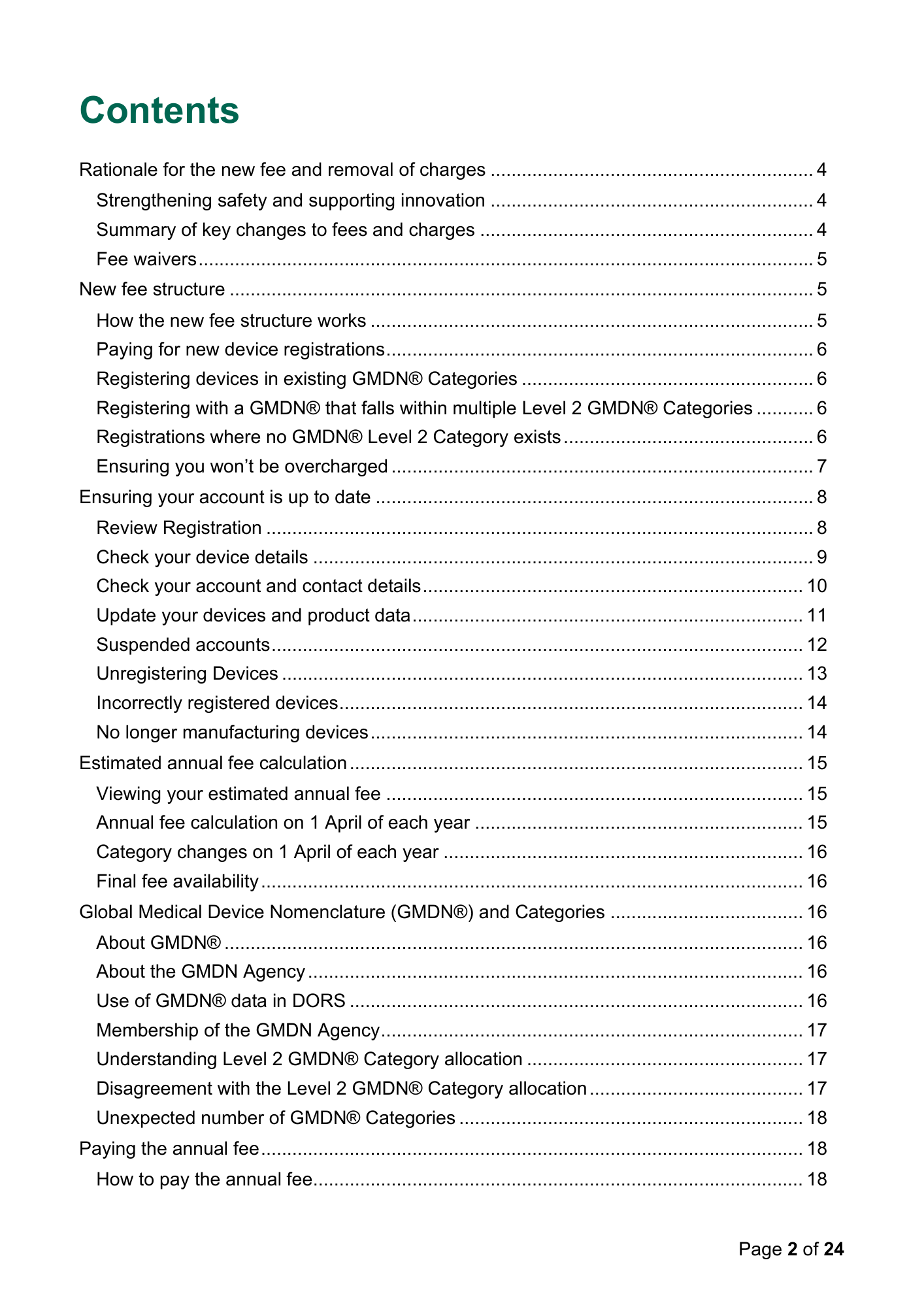 MHRA Device Registration Fee Guidance, April 2026 — official PDF page 2
