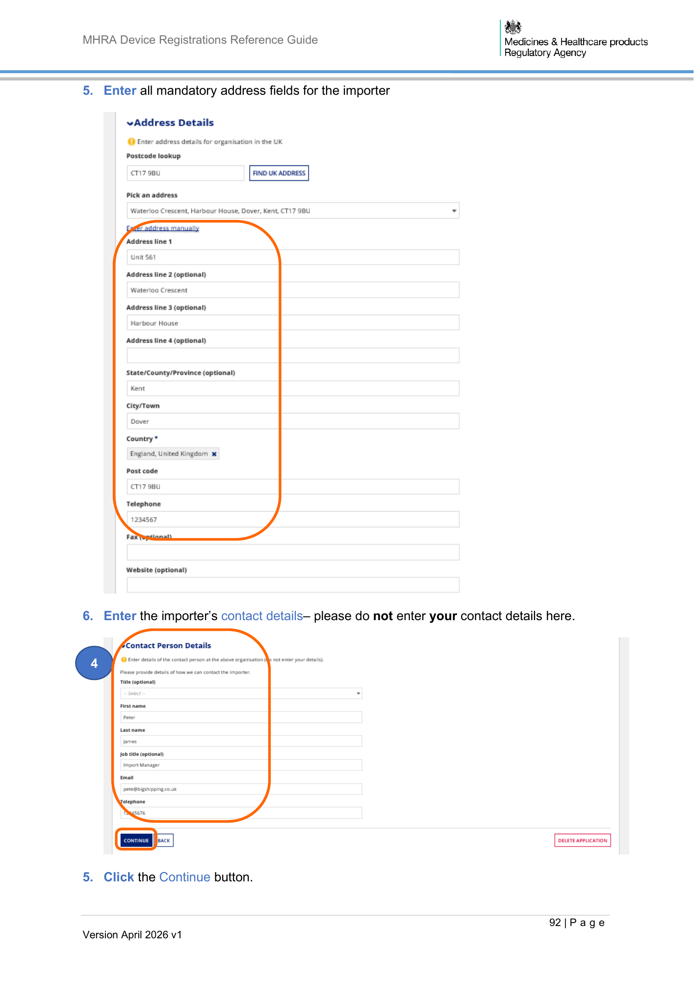 MHRA Device Registration Reference Guide, April 2026 v1 — official PDF page 93