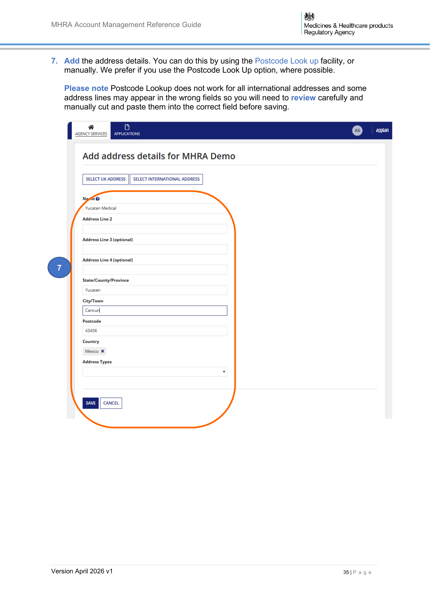 MHRA Account Management Reference Guide, April 2026 v1 — official PDF page 36