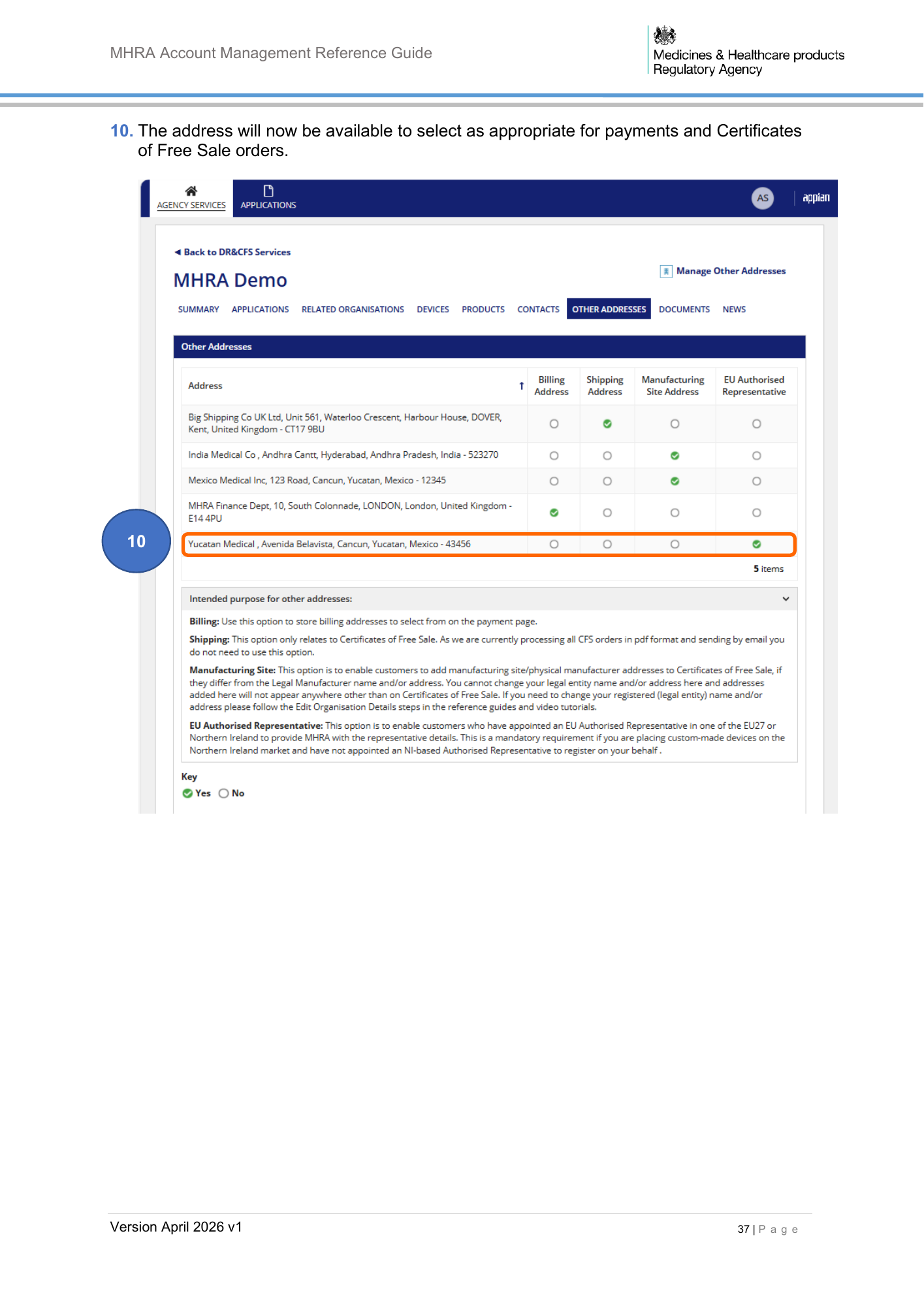 MHRA Account Management Reference Guide, April 2026 v1 — official PDF page 38