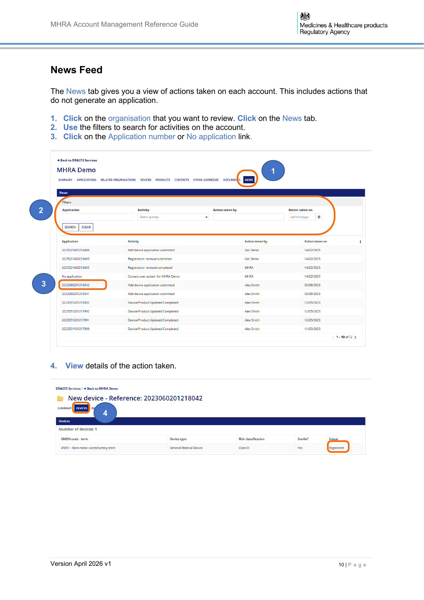 MHRA Account Management Reference Guide, April 2026 v1 — official PDF page 11