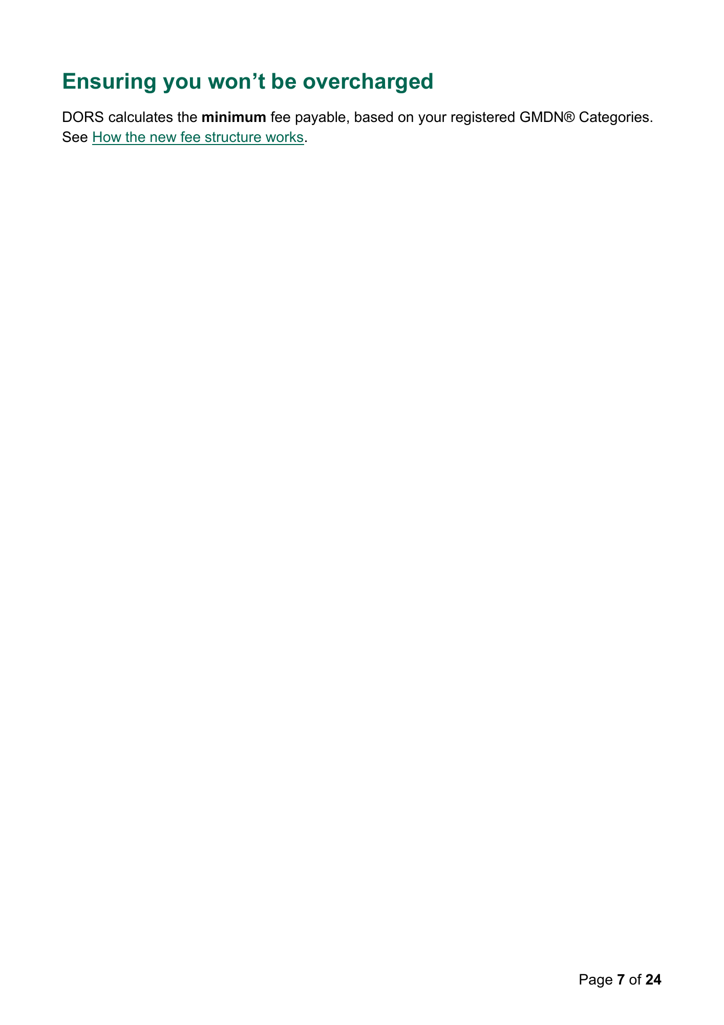 MHRA Device Registration Fee Guidance, April 2026 — official PDF page 7