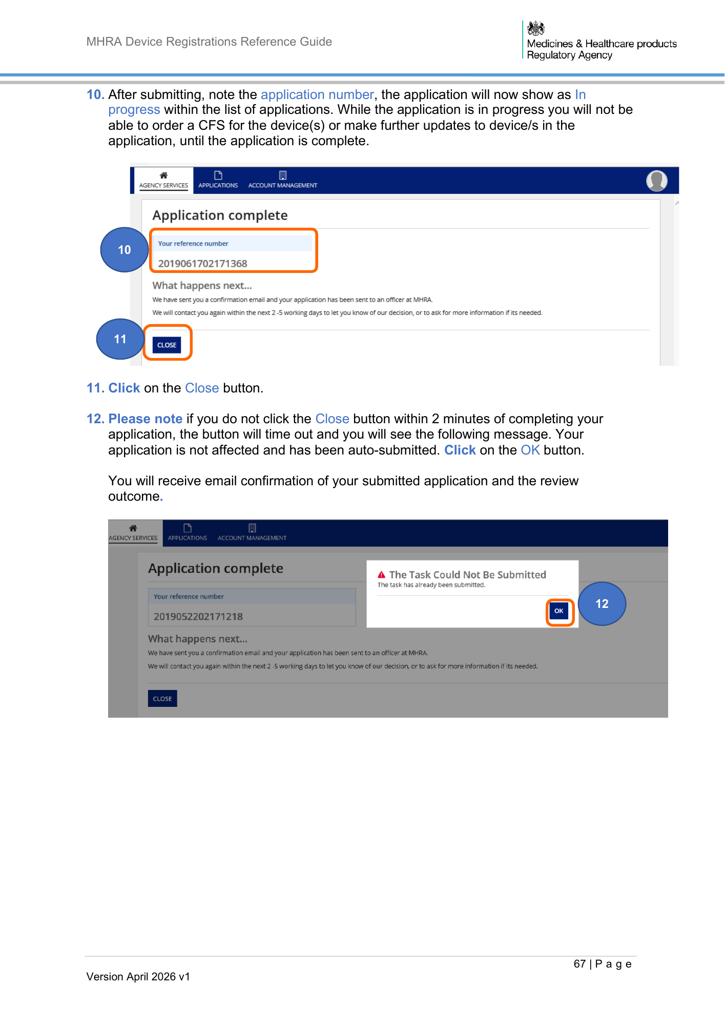 MHRA Device Registration Reference Guide, April 2026 v1 — official PDF page 68