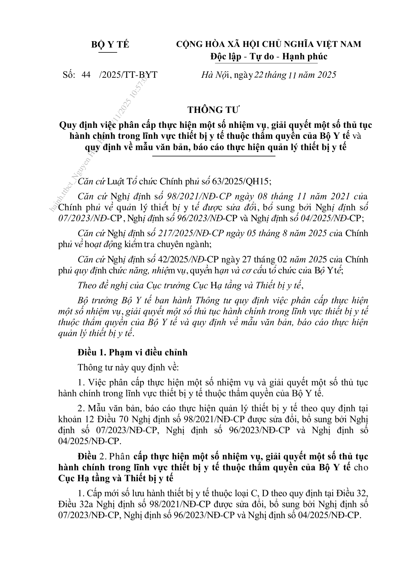 Thông tư44/2025/TT-BYT — original official PDF page1; original table columns and diagrams retained
