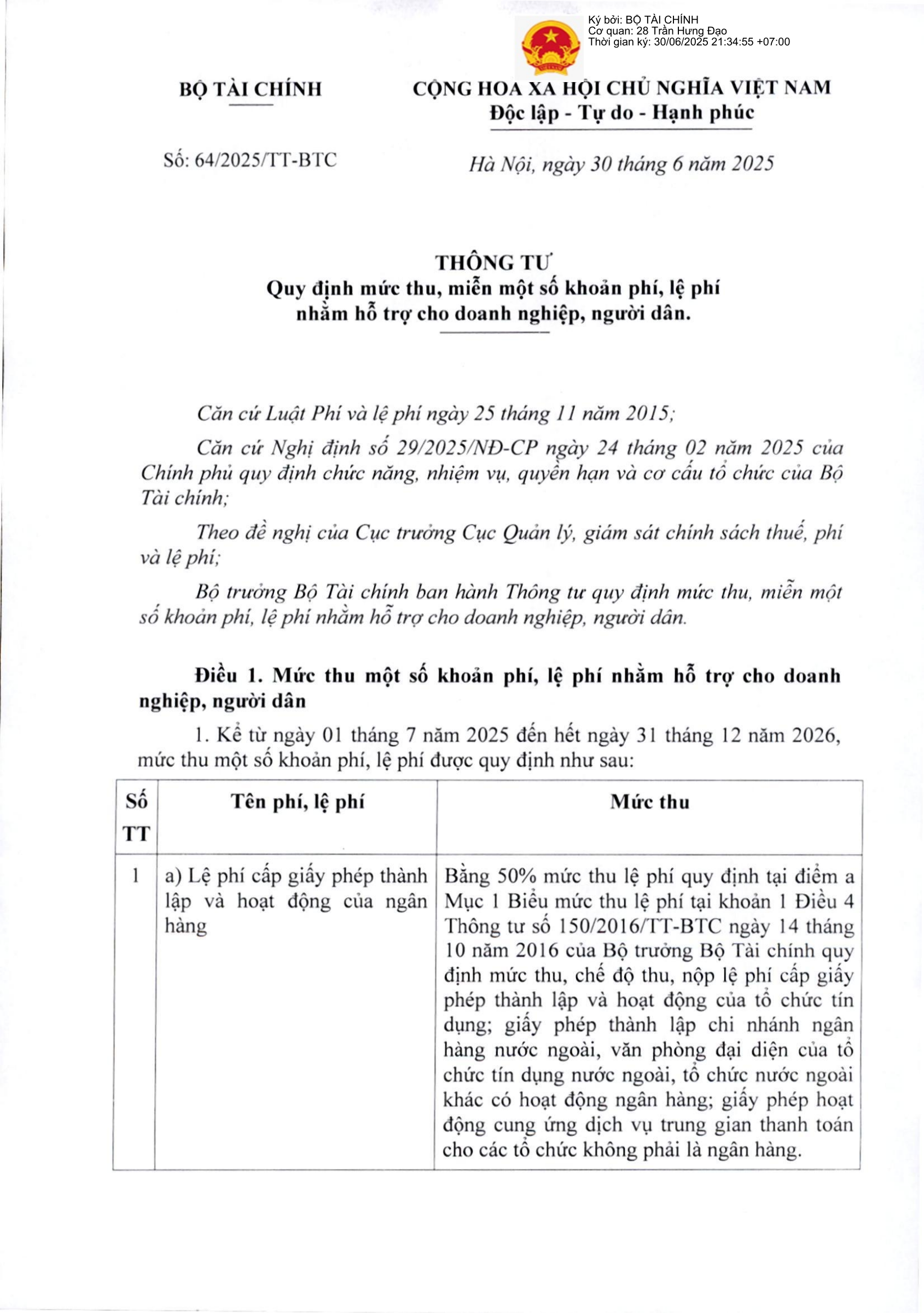 64/2025/TT-BTC — complete original official PDF page 1