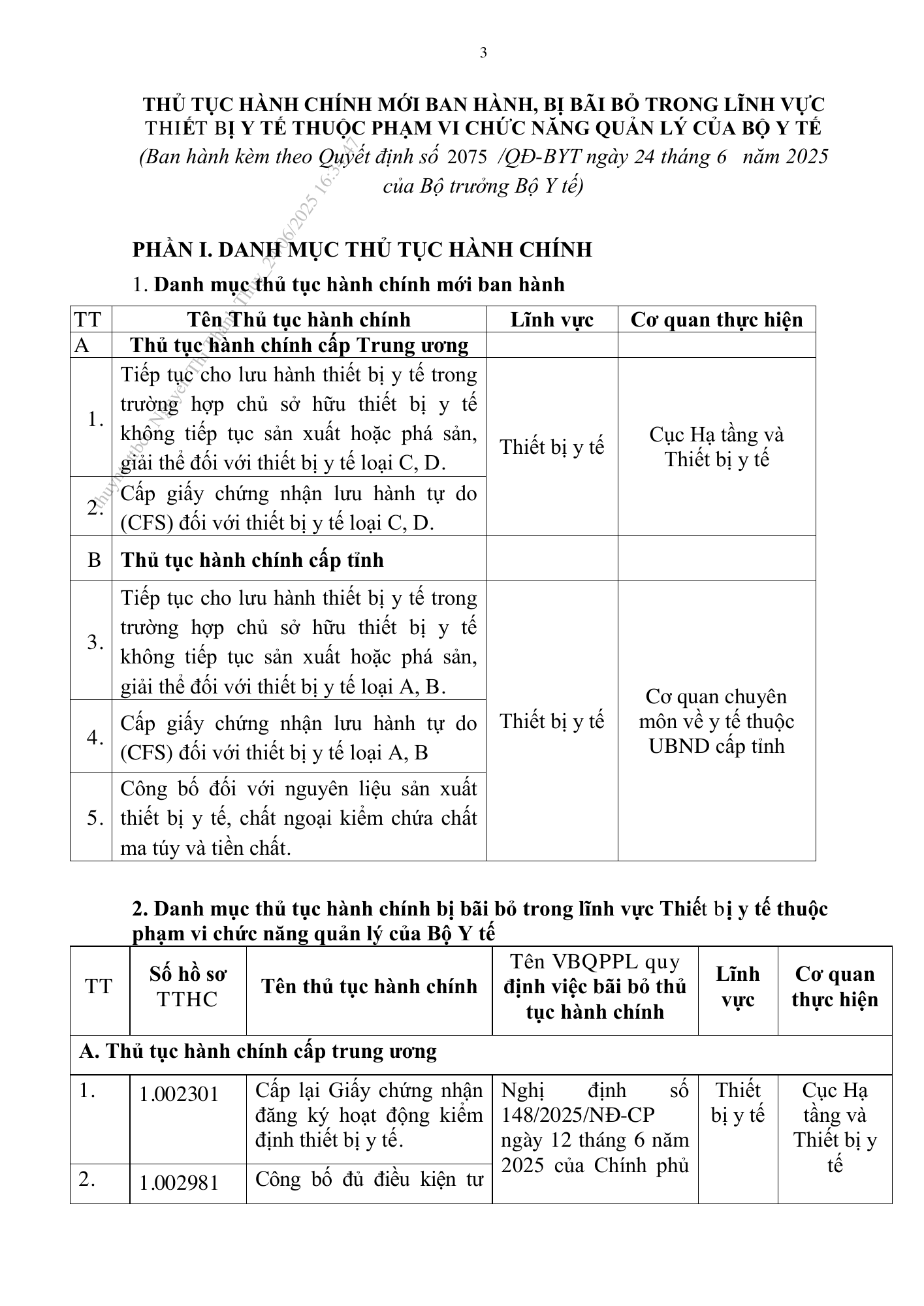 Quyết định 2075/QĐ-BYT — original official PDF physical page 3; complete source layout, tables and image text retained